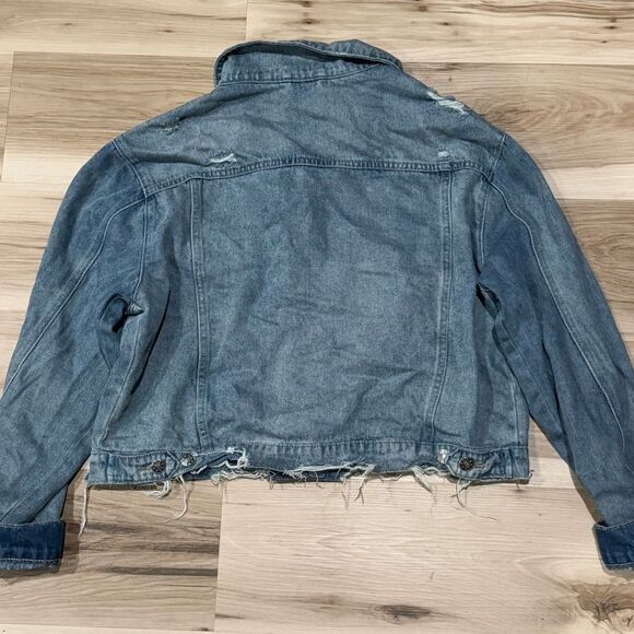 Talulah Distressed Blue Jean Cropped Jacket Women’s Large - Picture 4 of 4